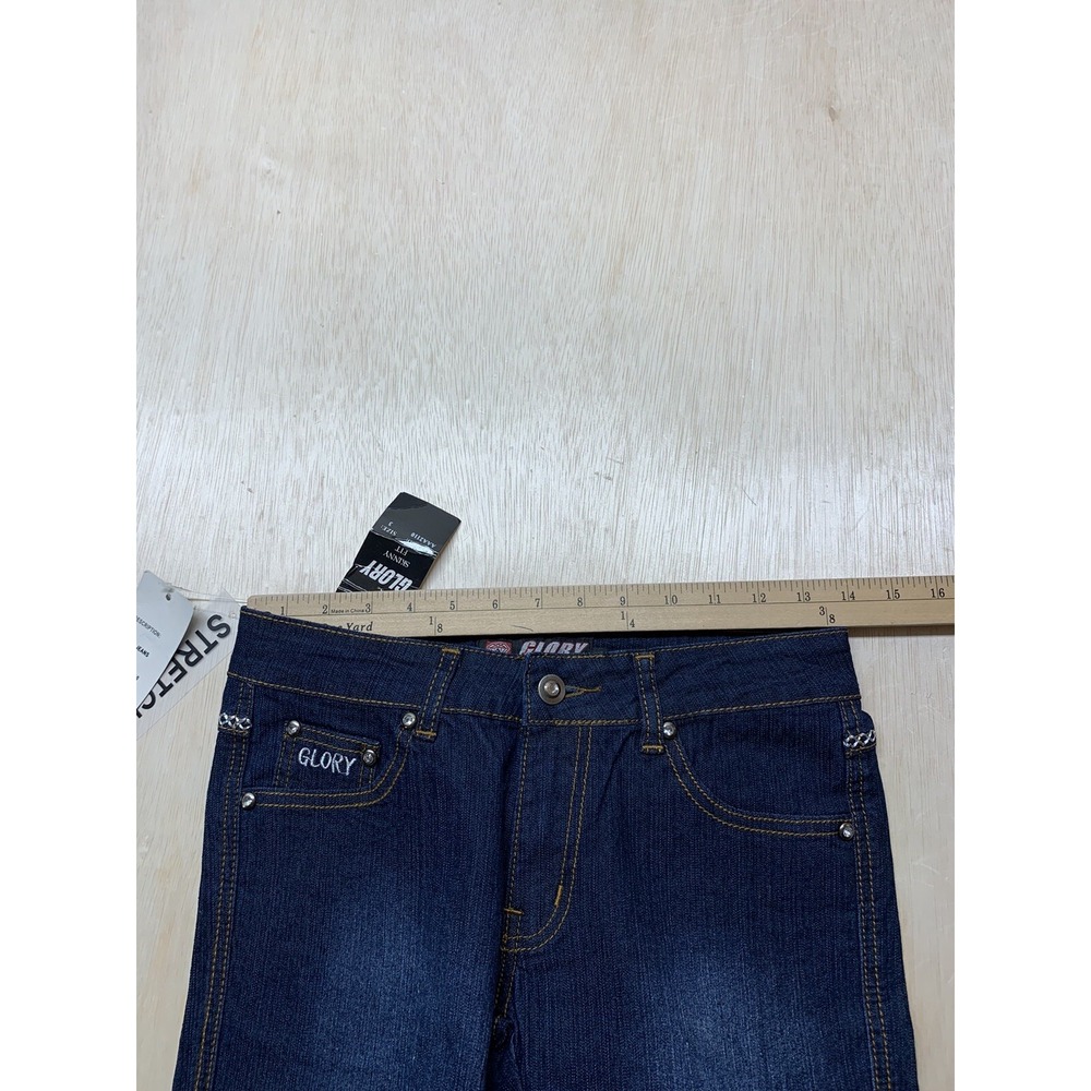 Glory Womens Mid Rise Blue Denim Skinny Jeans Size 3 Approx 27x29.5 - Picture 6 of 9